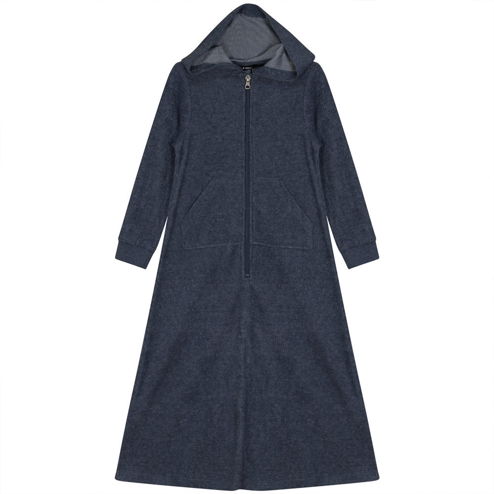 Washed Rib Terry Robe in Dark Denim Wash by Try