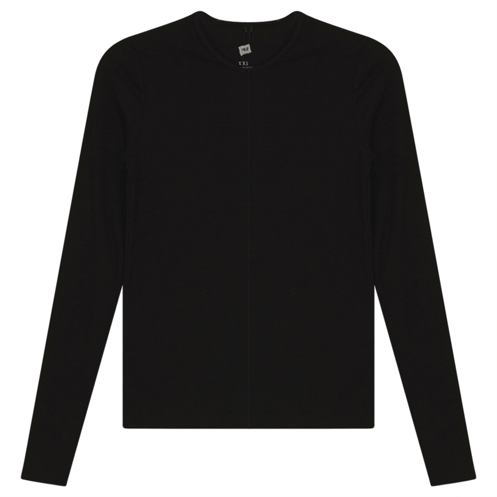 V-Neck Ribbed Tee in Black by Riff