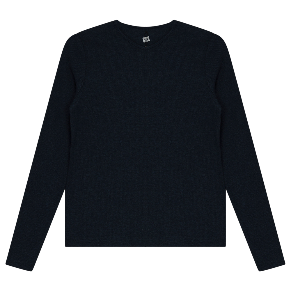 V-Neck Ribbed Tee in Denim by Riff