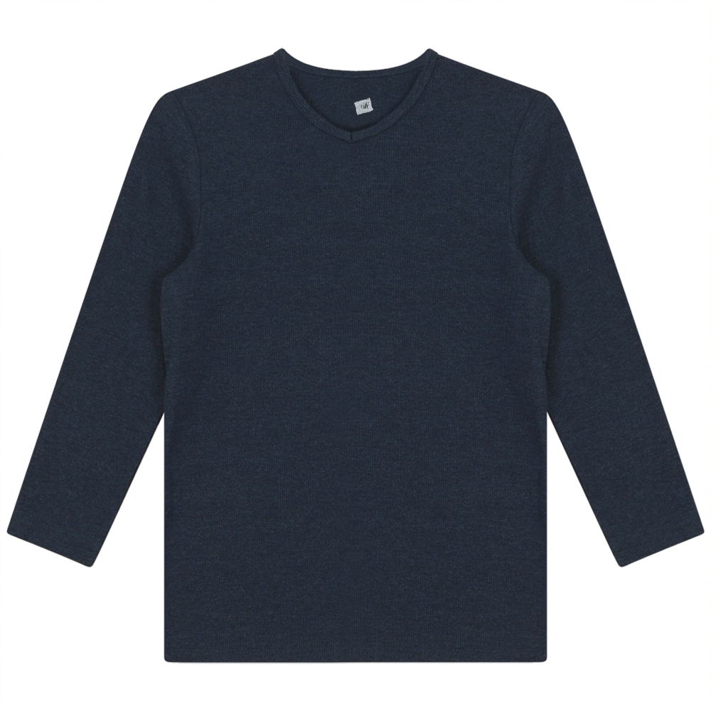 V Neck Ribbed Tee in Denim by Riff