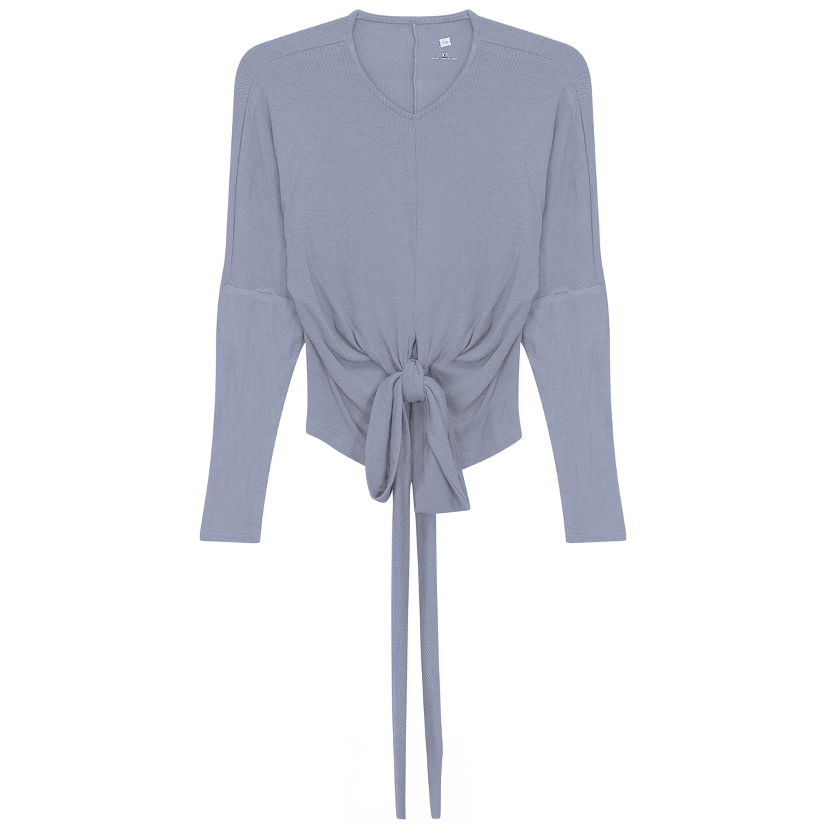 Ribbed Wrapping Tie Top in Dusty Blue by Riff