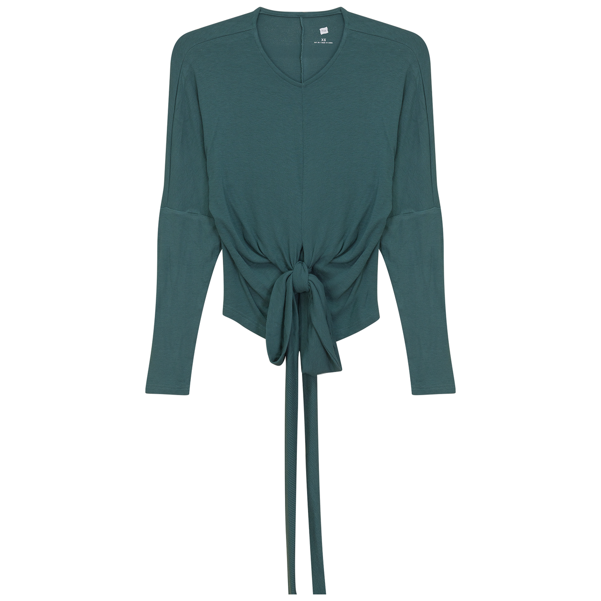 Ribbed Wrapping Tie Top in Hunter by Riff