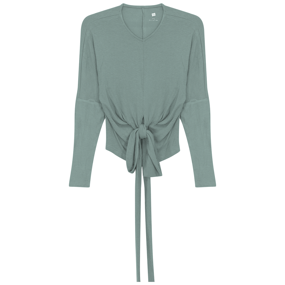 Ribbed Wrapping Tie Top in Light Basil by Riff