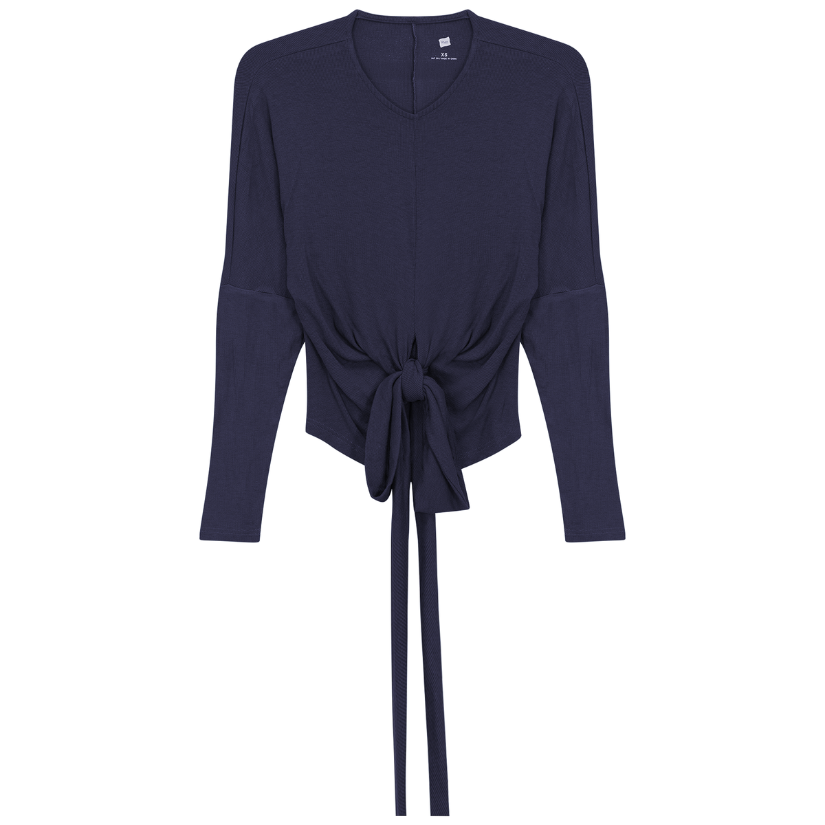 Ribbed Wrapping Tie Top in Navy by Riff