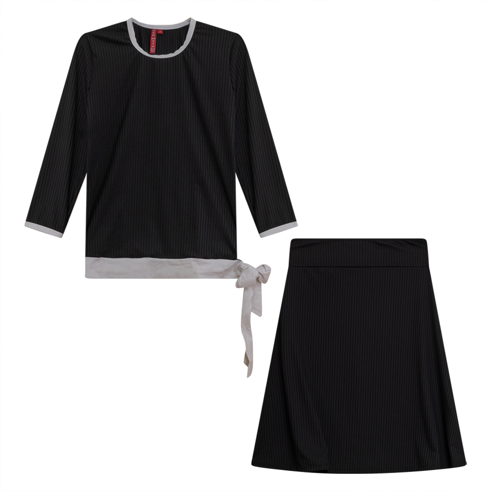 Midi 2 PC Swim Set Cover Up in Black by Red Myth