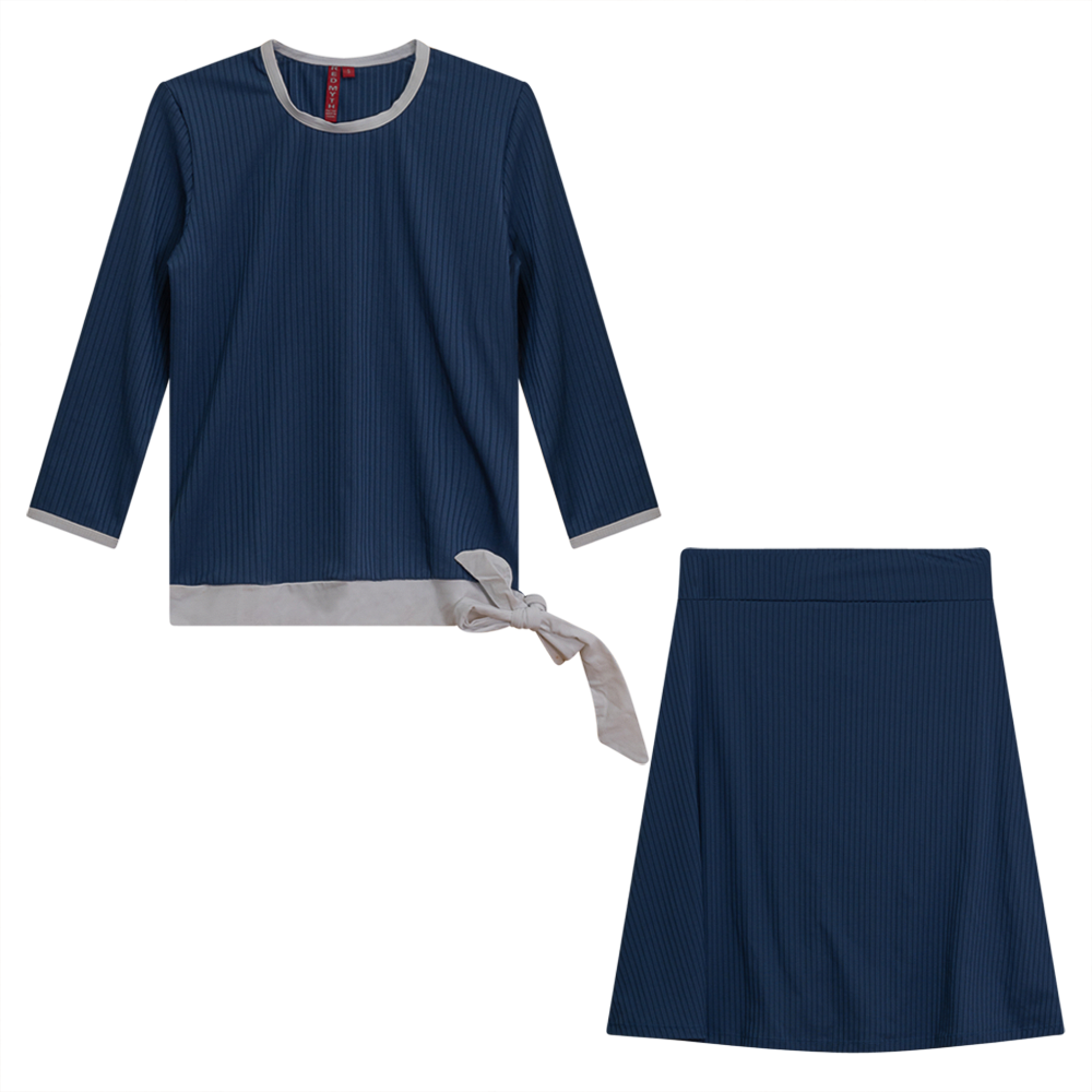 Midi 2 PC Swim Set Cover Up in Dark Denim by Red Myth