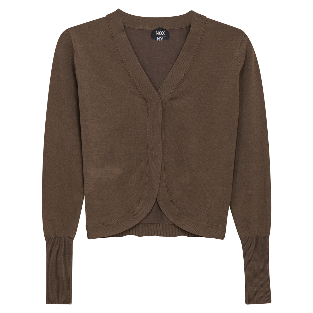 Crop Knit Cardigan in Chocolate by NOX-NY