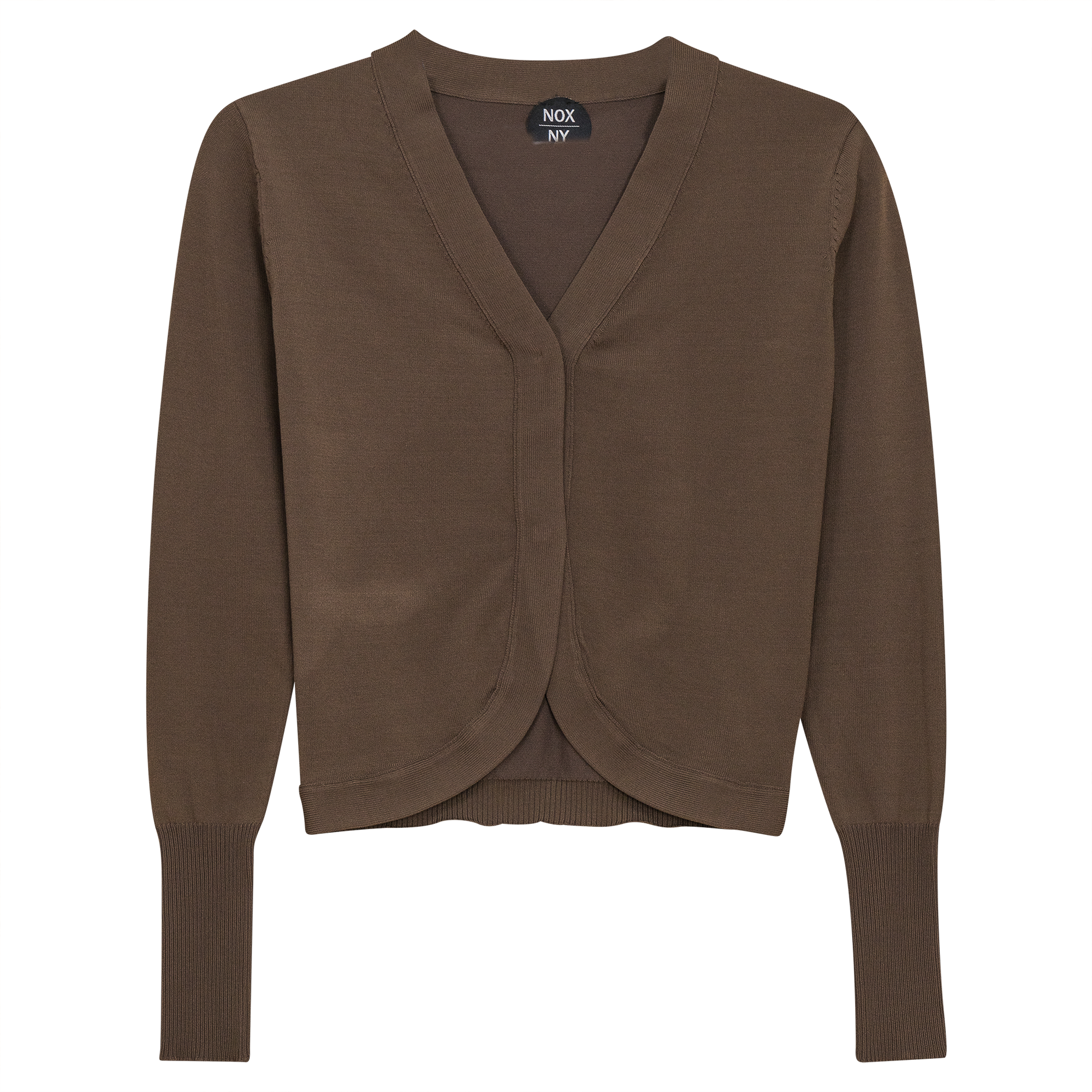 Crop Knit Cardigan in Chocolate by NOX-NY