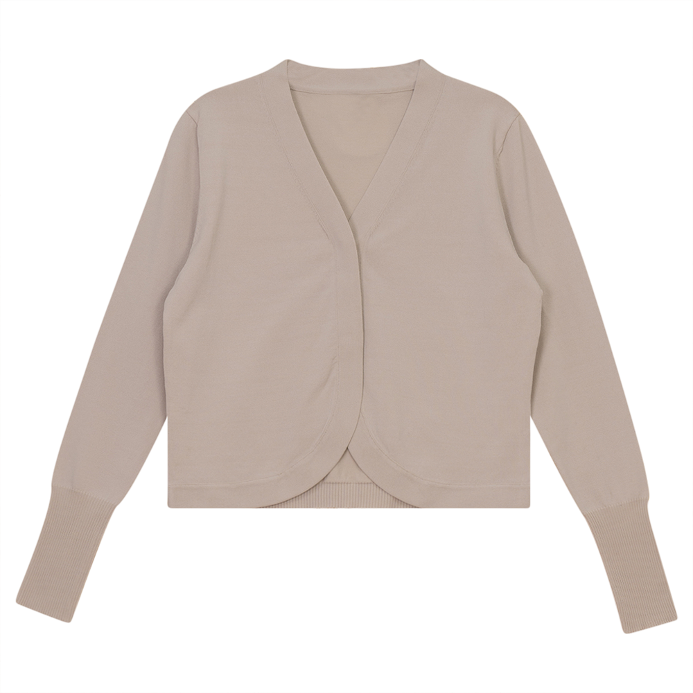 Crop Knit Cardigan in Dark Almond by NOX-NY