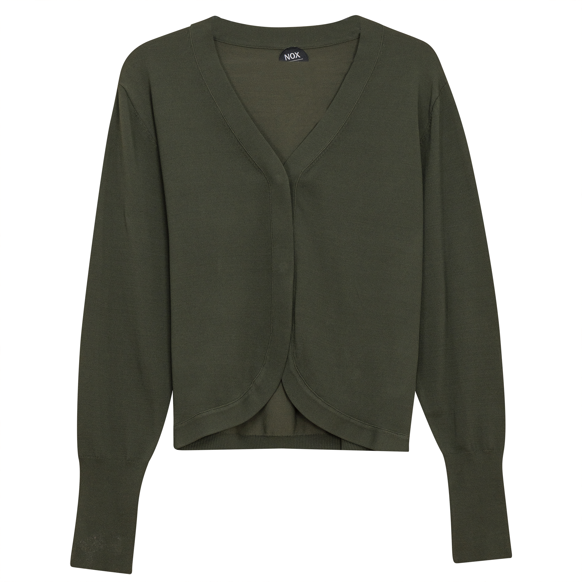 Crop Knit Cardigan in Olive by NOX-NY