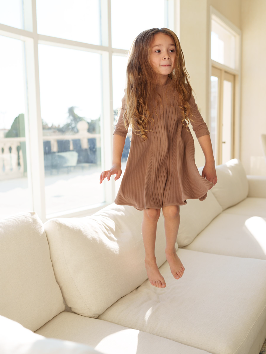 Wide And Narrow Rib Dress Foam Blue Girls Dress by {{ product_vemdor}}