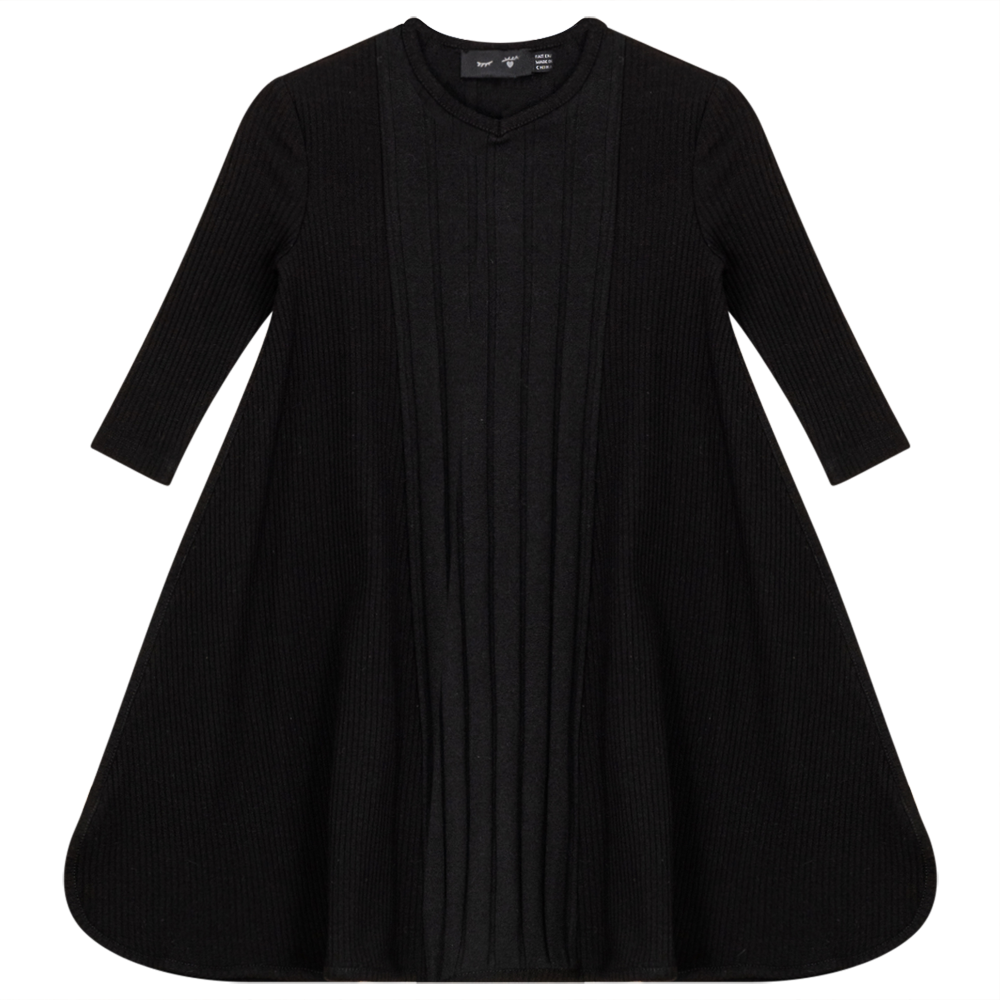 Wide And Narrow Rib Dress in Black by Peek a boo