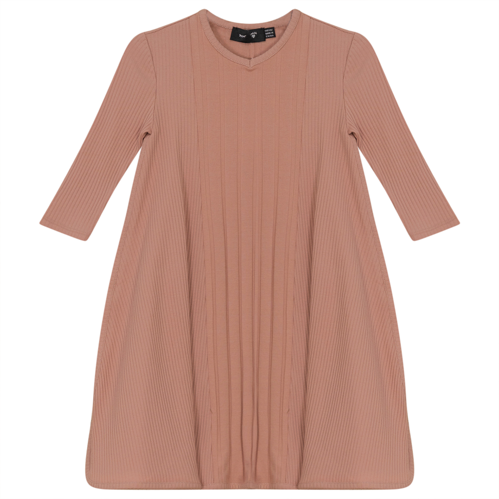 Wide And Narrow Rib Dress in Dark Pink by Peek a boo