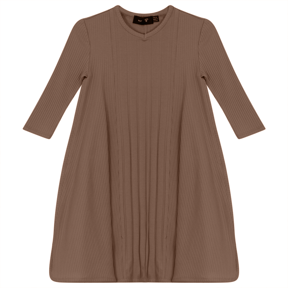 Wide And Narrow Rib Dress in Dark Taupe by Peek a boo