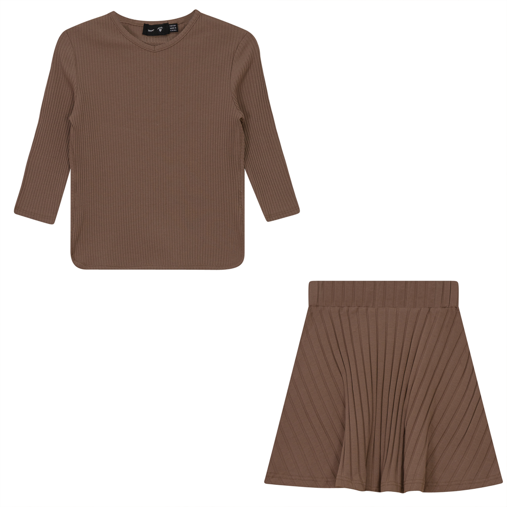 Wide And Narrow Rib 2 PC Set in Dark Taupe by Peek a boo