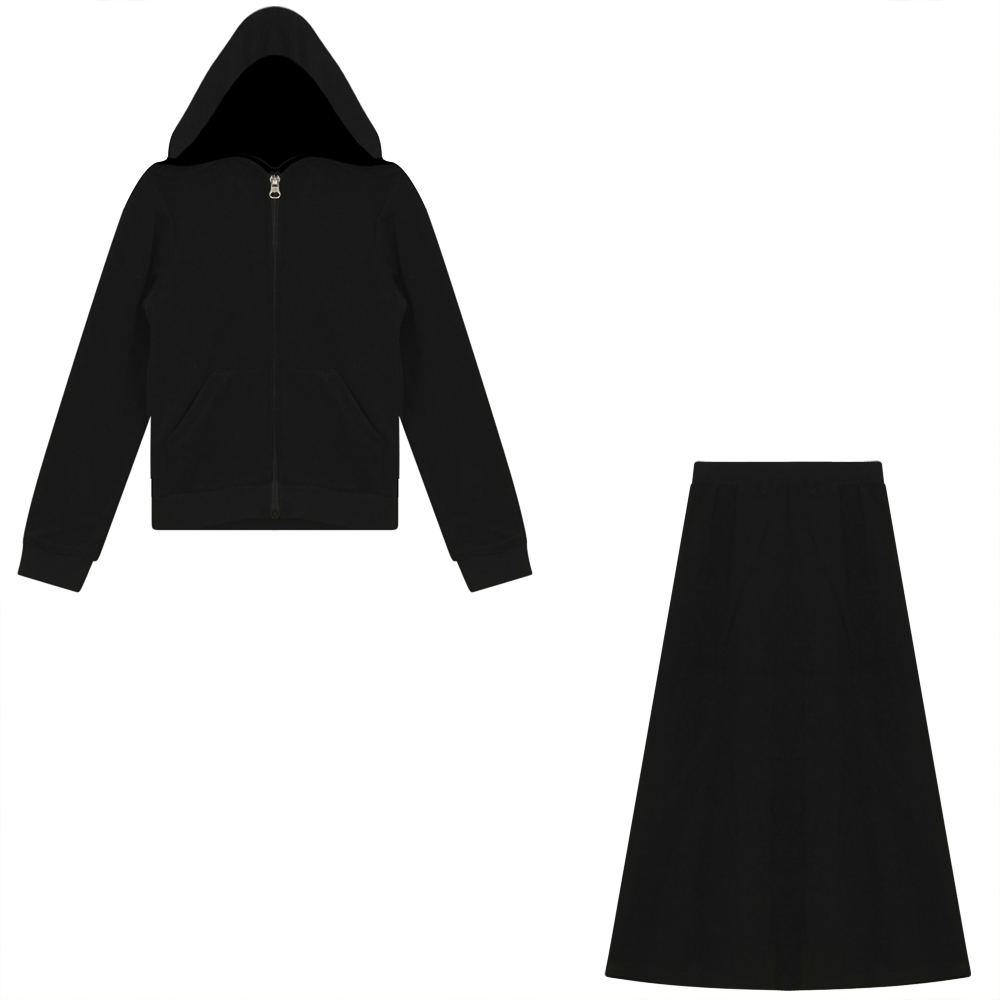 Plaid Terry 2 PC in Black by Try