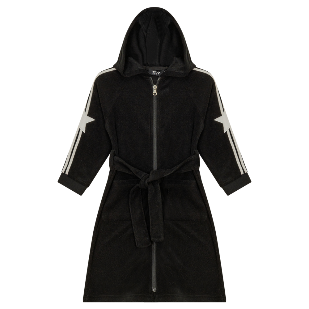 Terry Robe With Stripes in Black by Try