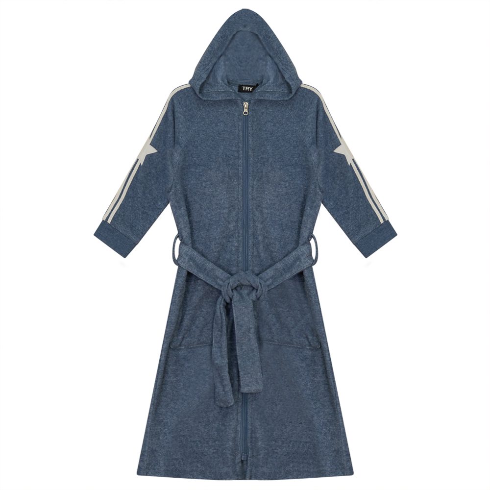 Terry Robe With Stripes in Denim by Try