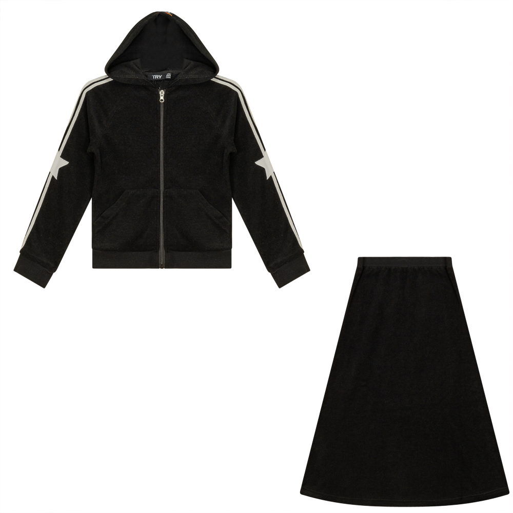Terry 2 PC Set With Stripes in Black by Try
