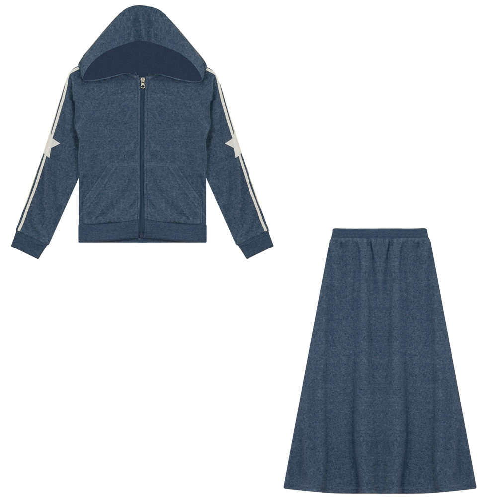 Terry 2 PC Set With Stripes in Denim by Try