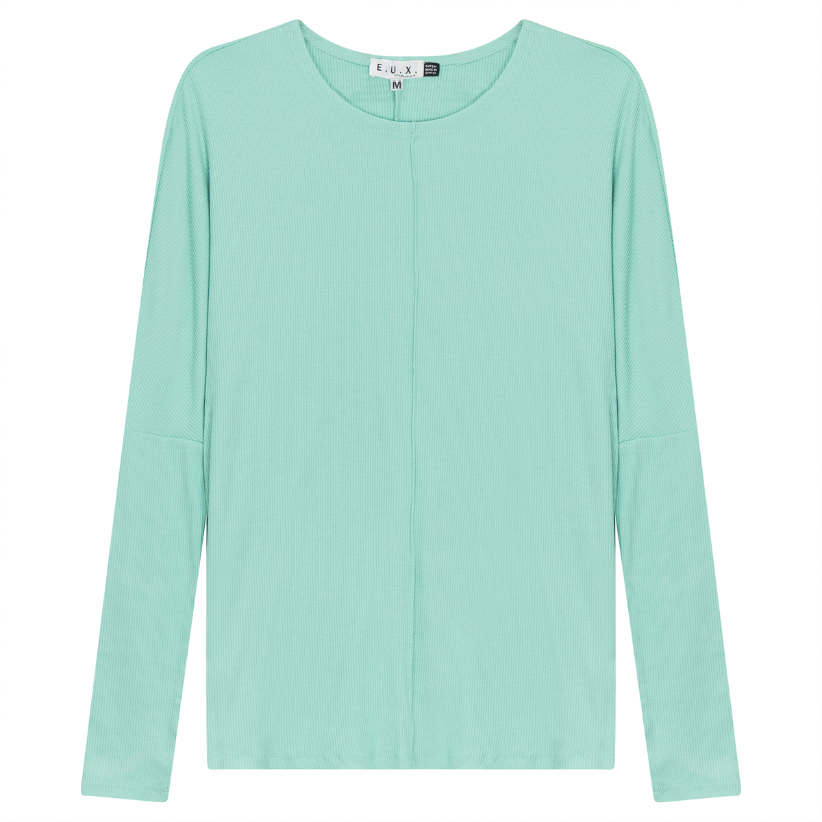 Knit Crew Neck Dolman Top With Center Seam in Mint by E.U.X. Exclusive