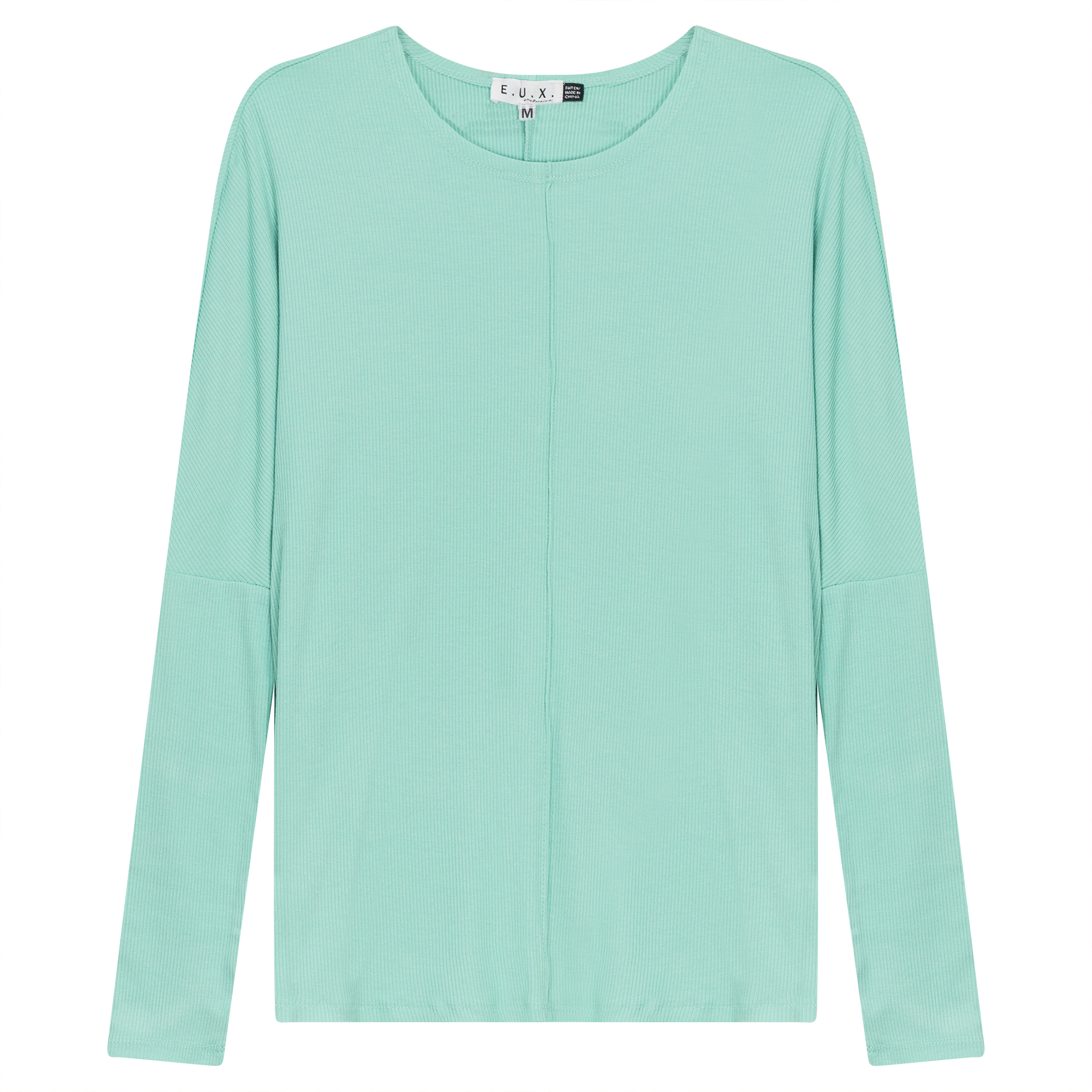 Knit Crew Neck Dolman Top With Center Seam in Mint by E.U.X. Exclusive