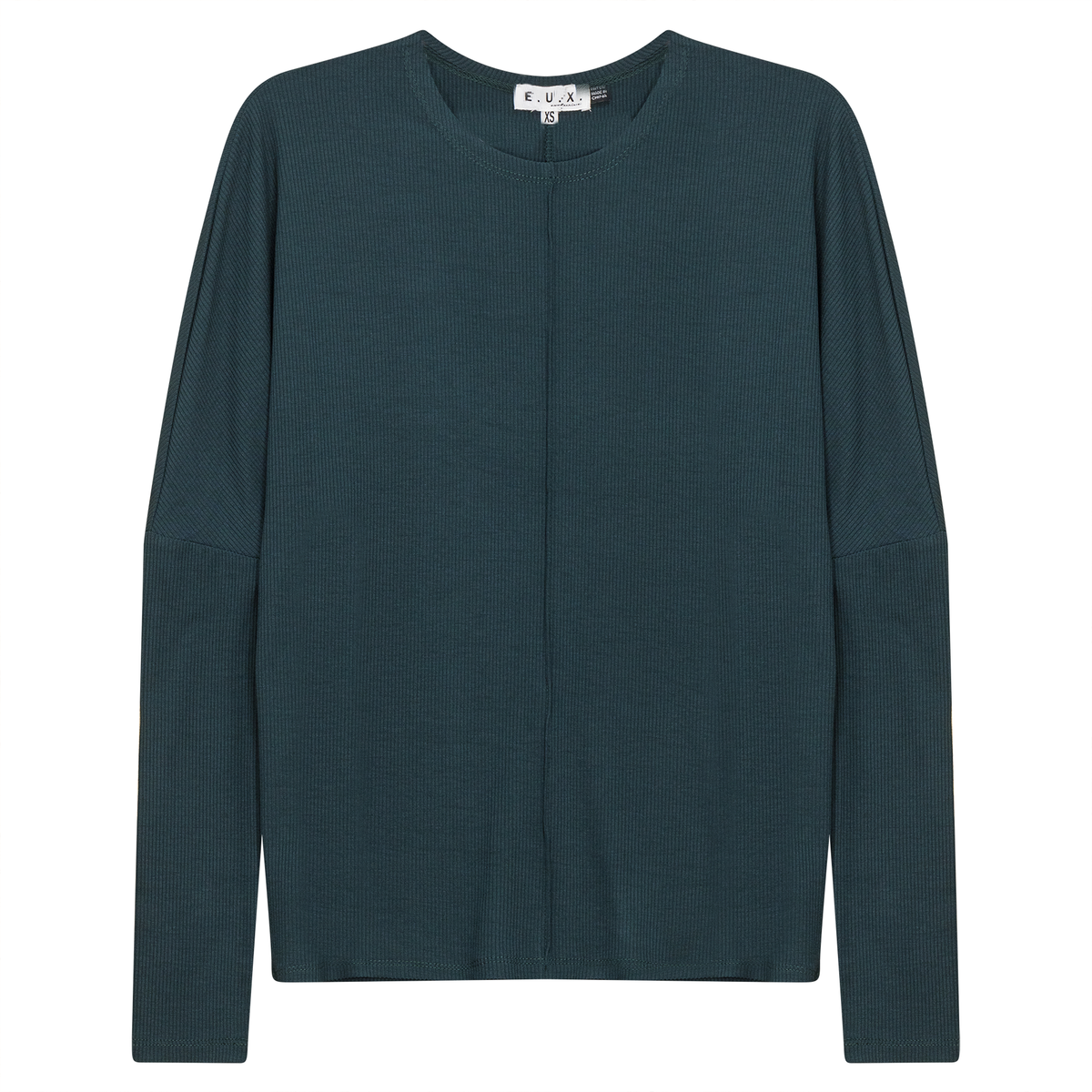 Knit Crew Neck Dolman Top With Center Seam in Seaweed by E.U.X. Exclusive