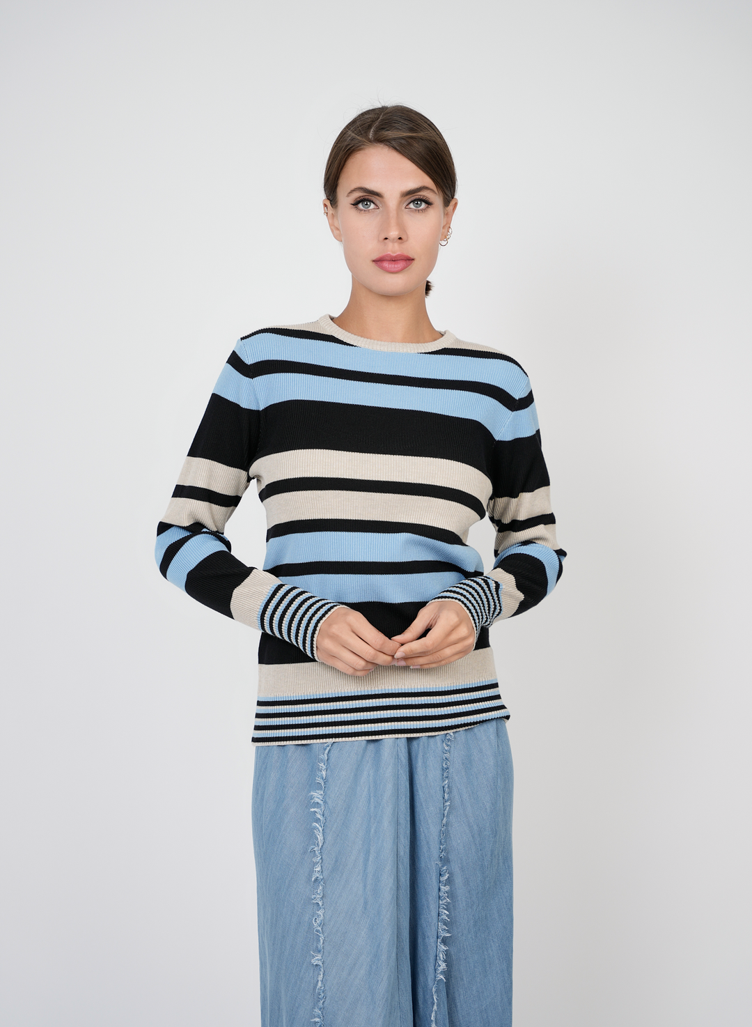 Knit Striped Sweater Ladies Sweater by {{ product_vemdor}}