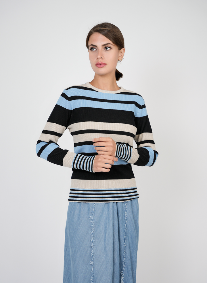 Knit Striped Sweater Ladies Sweater by {{ product_vemdor}}