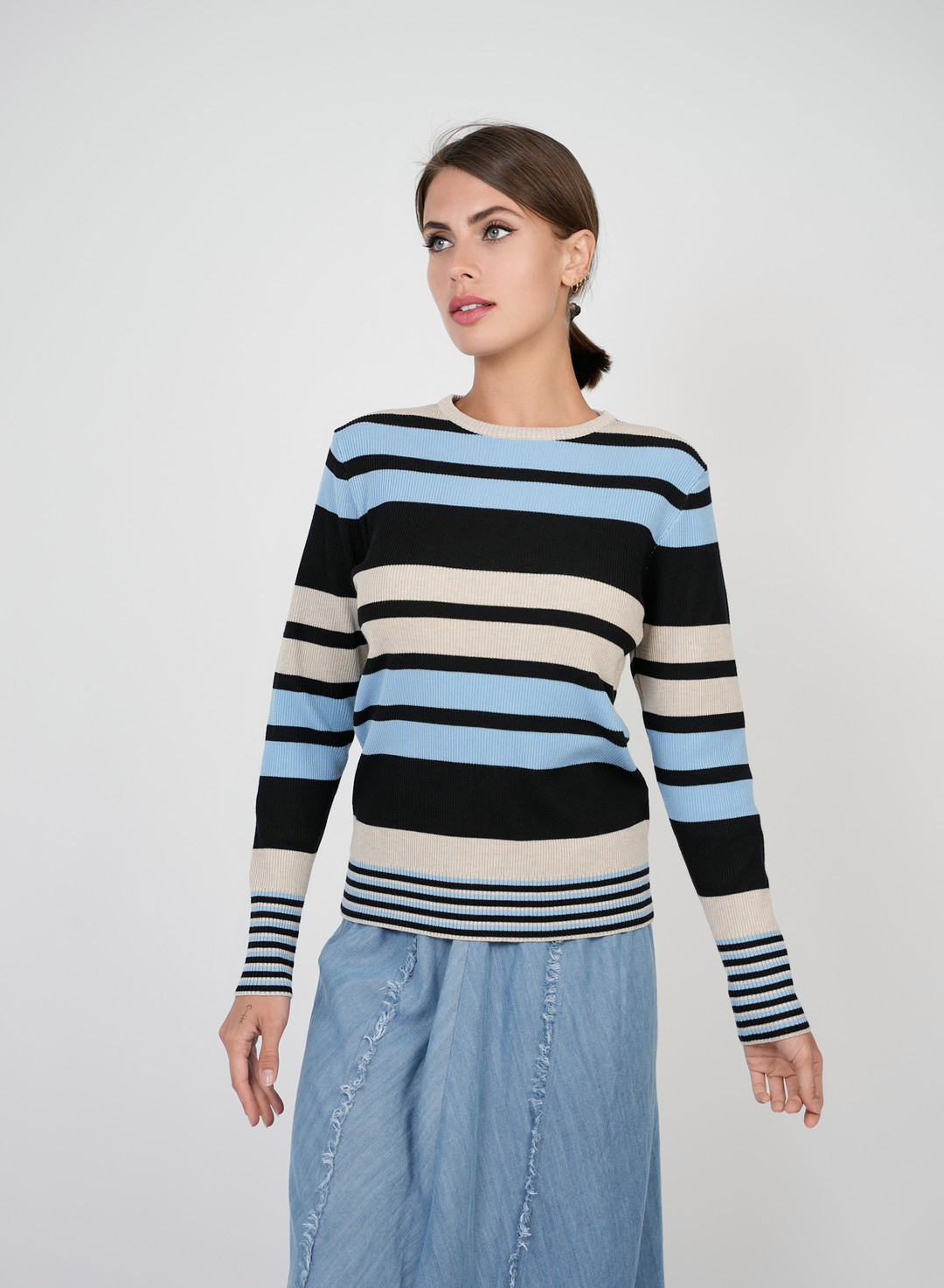 Knit Striped Sweater Ladies Sweater by {{ product_vemdor}}