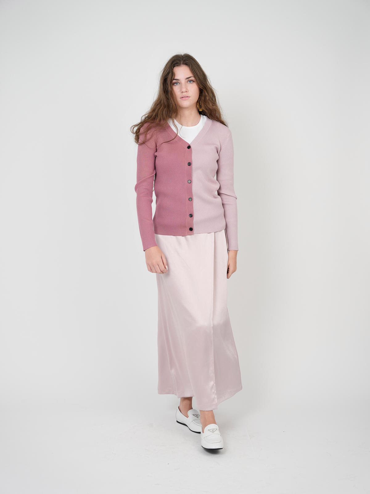 Contrast Ribbed Cardigan in by Vivid