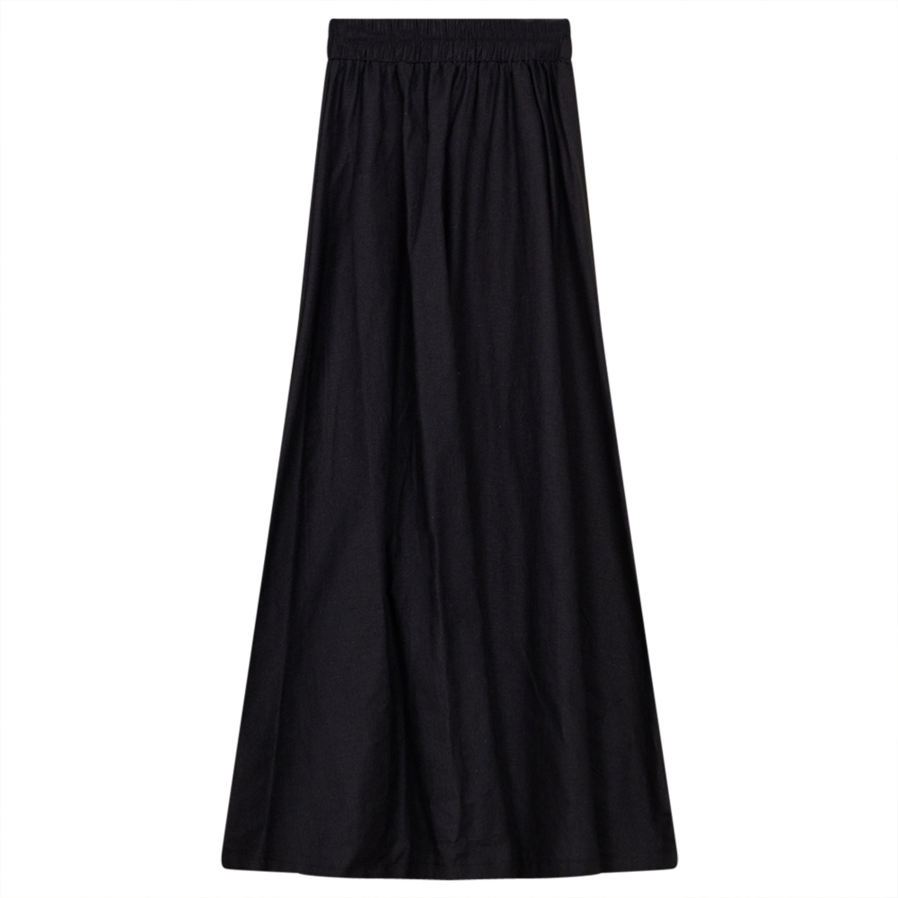 Linen Maxi Pull On Skirt in Black by The Norway Club