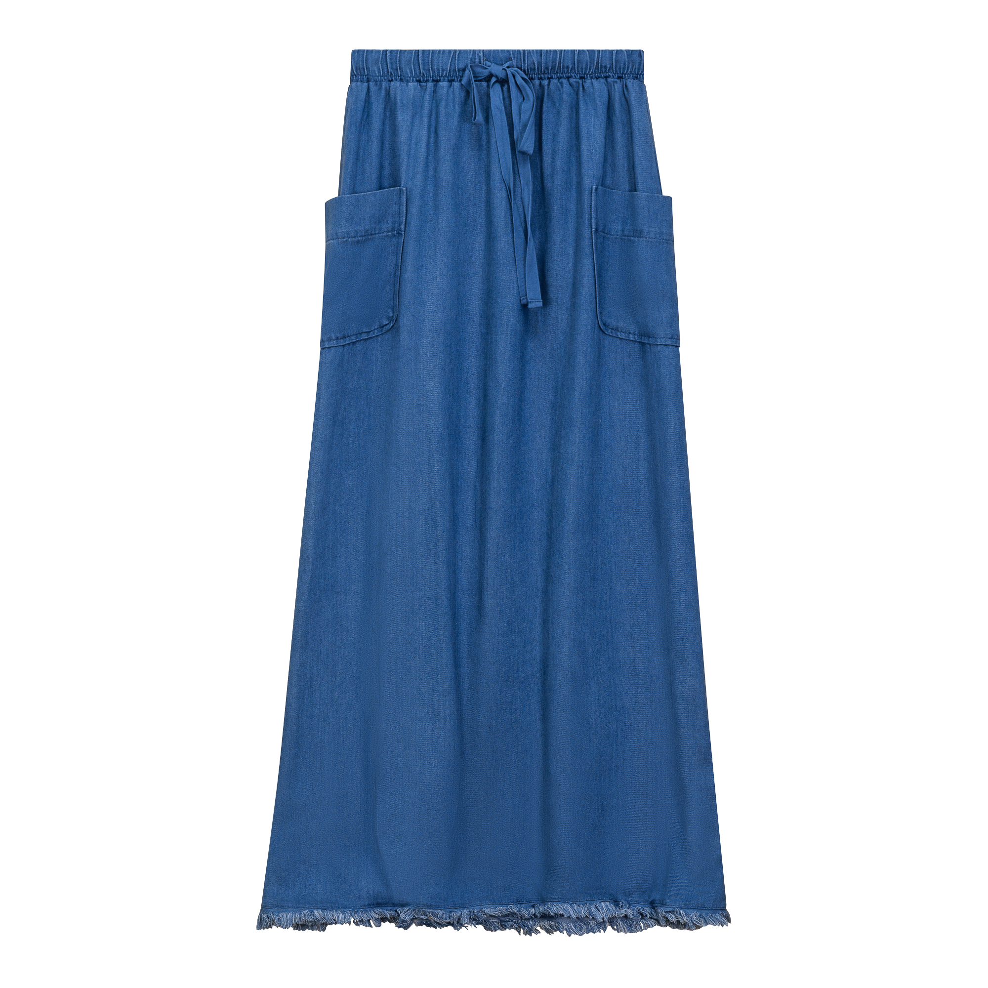 Chambray A Line Pocket Maxi Skirt in Chambray by BuHu
