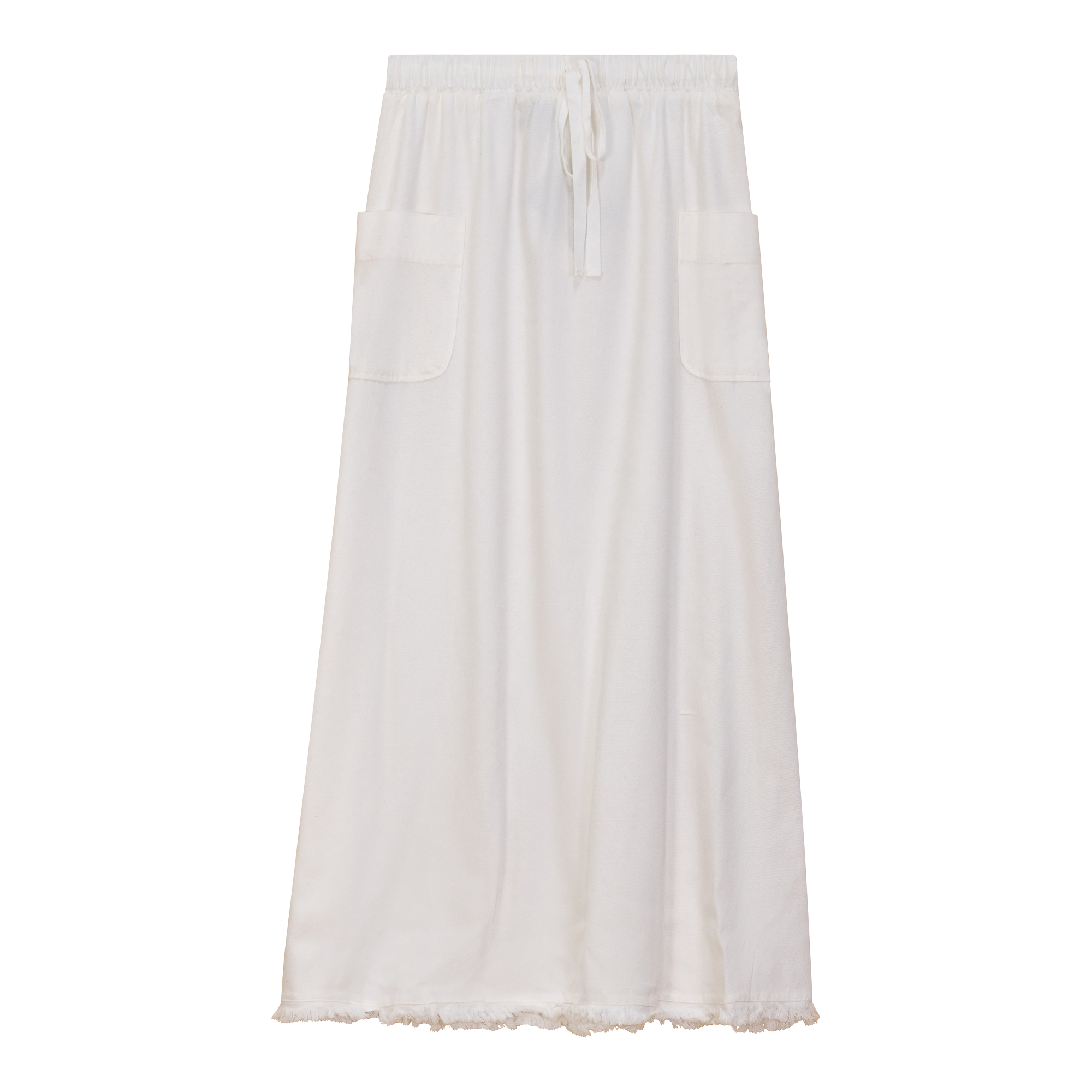 Chambray A Line Pocket Maxi Skirt in White by BuHu