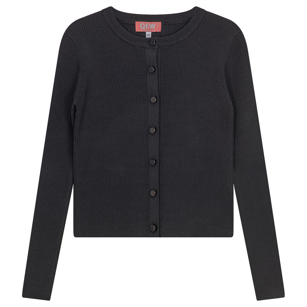 Cropped Knit Cardigan in Black by QEW