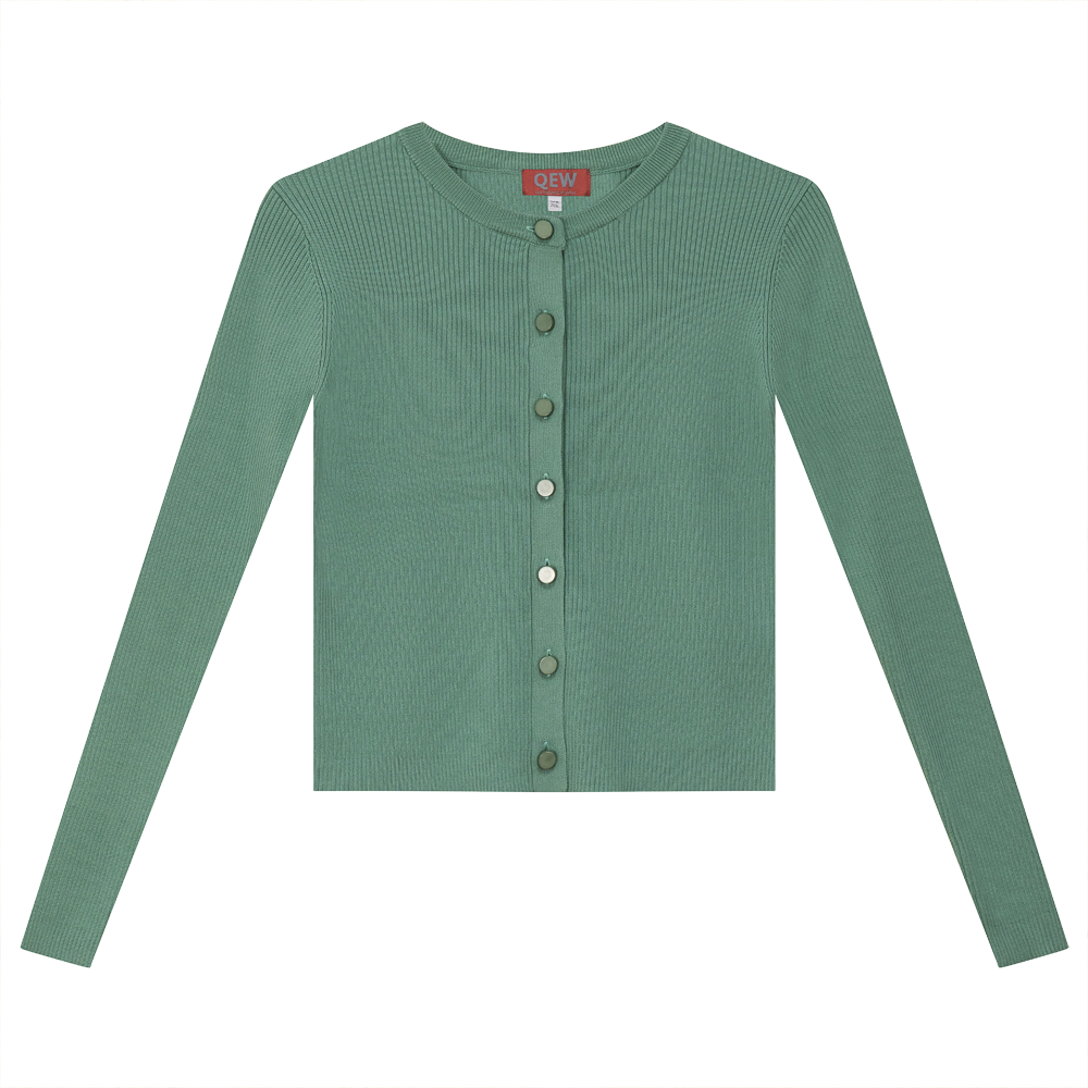 Cropped Knit Cardigan in Mint by QEW