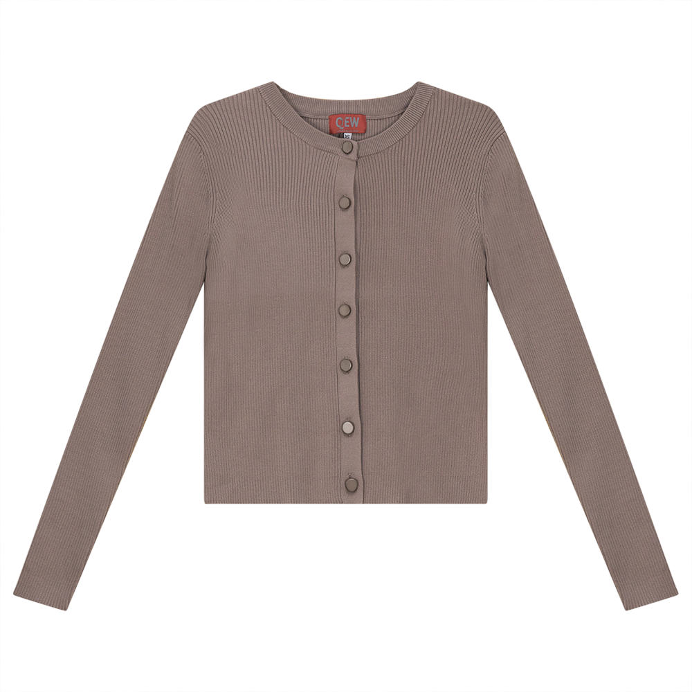 Cropped Knit Cardigan in Stone by QEW