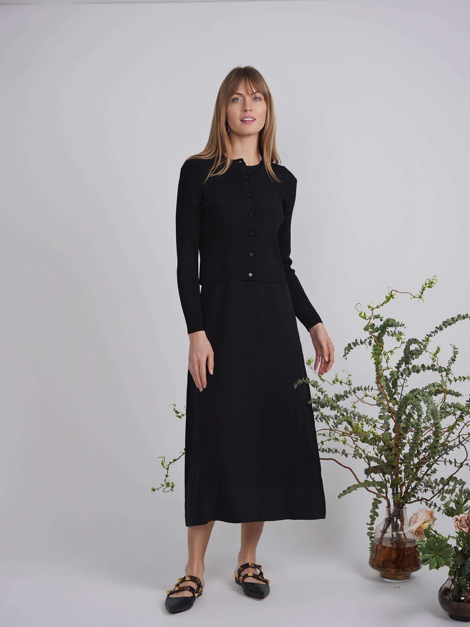 Cropped Knit Cardigan in by QEW