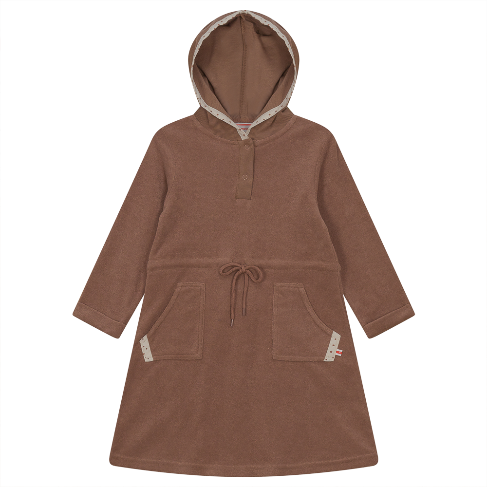 Cotton Terry Robe With Hoodie in Dusty Brick by Hopscotch