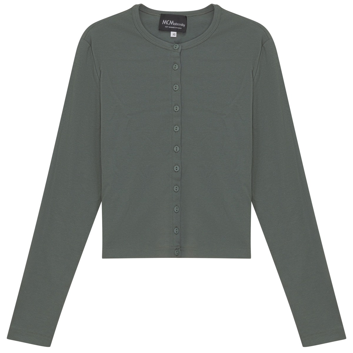 Maternity Ribbed Cardigan in Basil by MCM