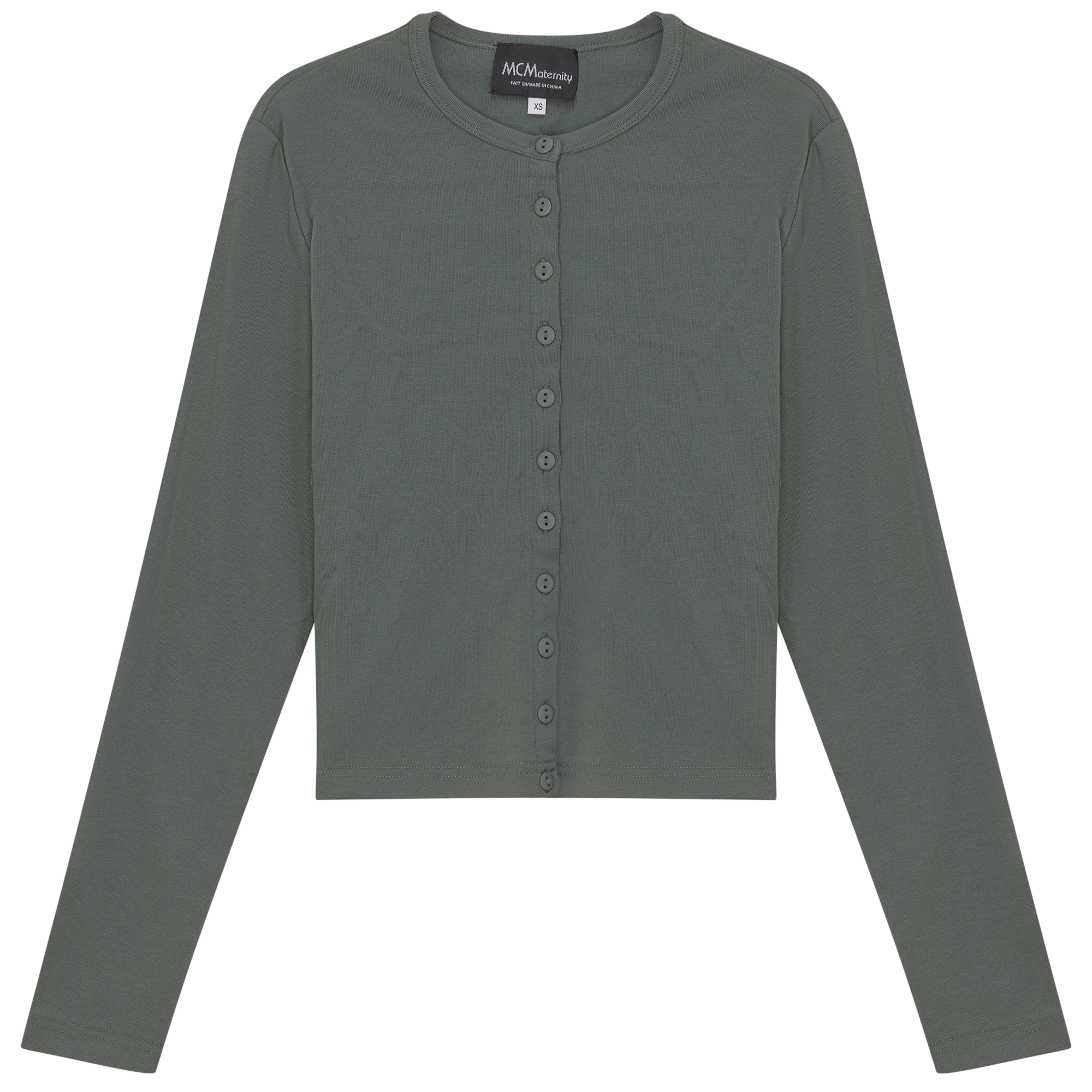 Maternity Ribbed Cardigan in Basil by MCM