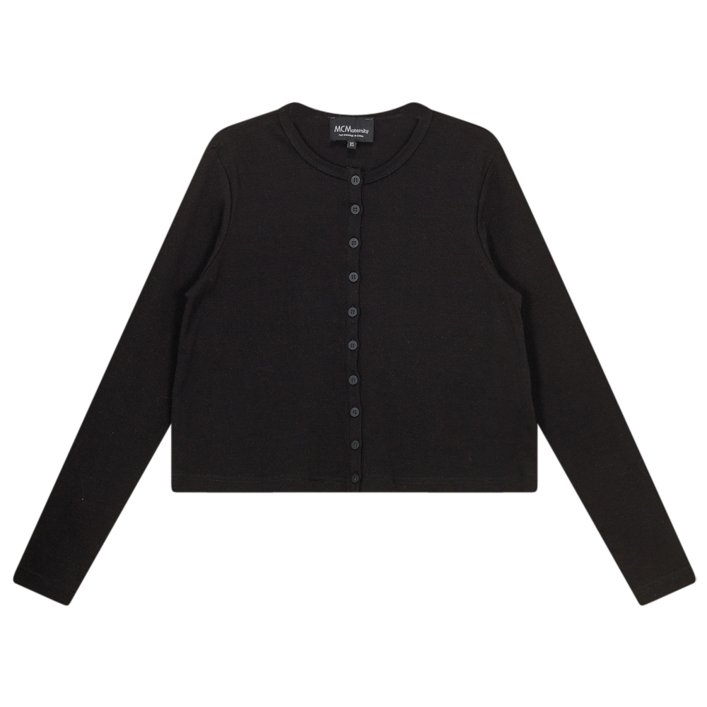 Maternity Ribbed Cardigan in Black by MCM