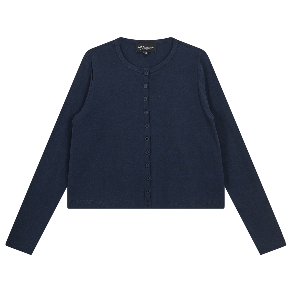 Maternity Ribbed Cardigan in Dark Denim by MCM
