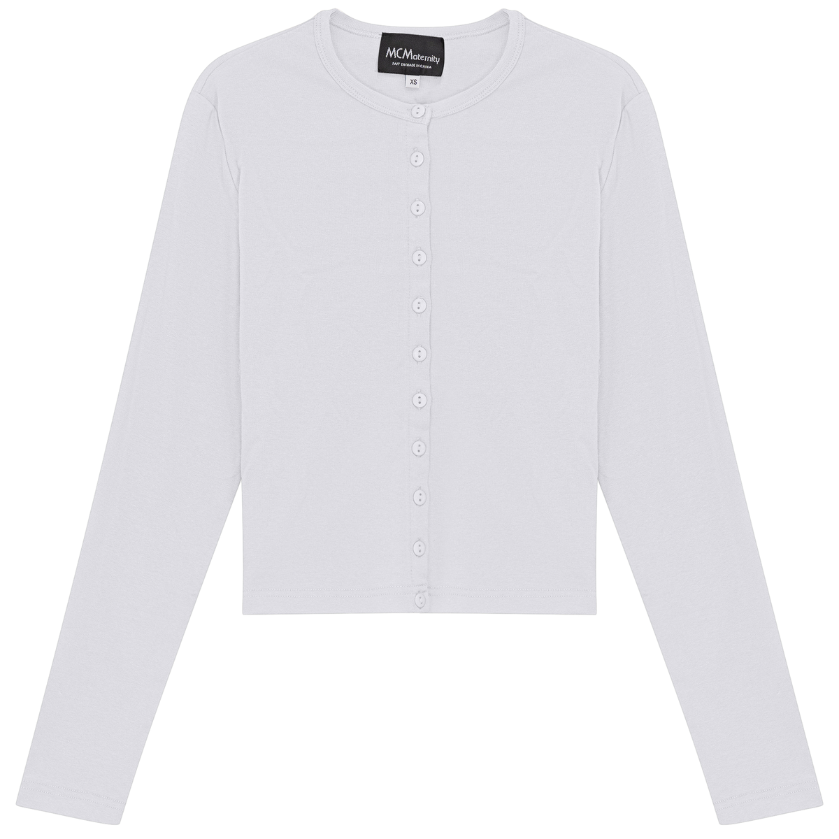 Maternity Ribbed Cardigan in White by MCM