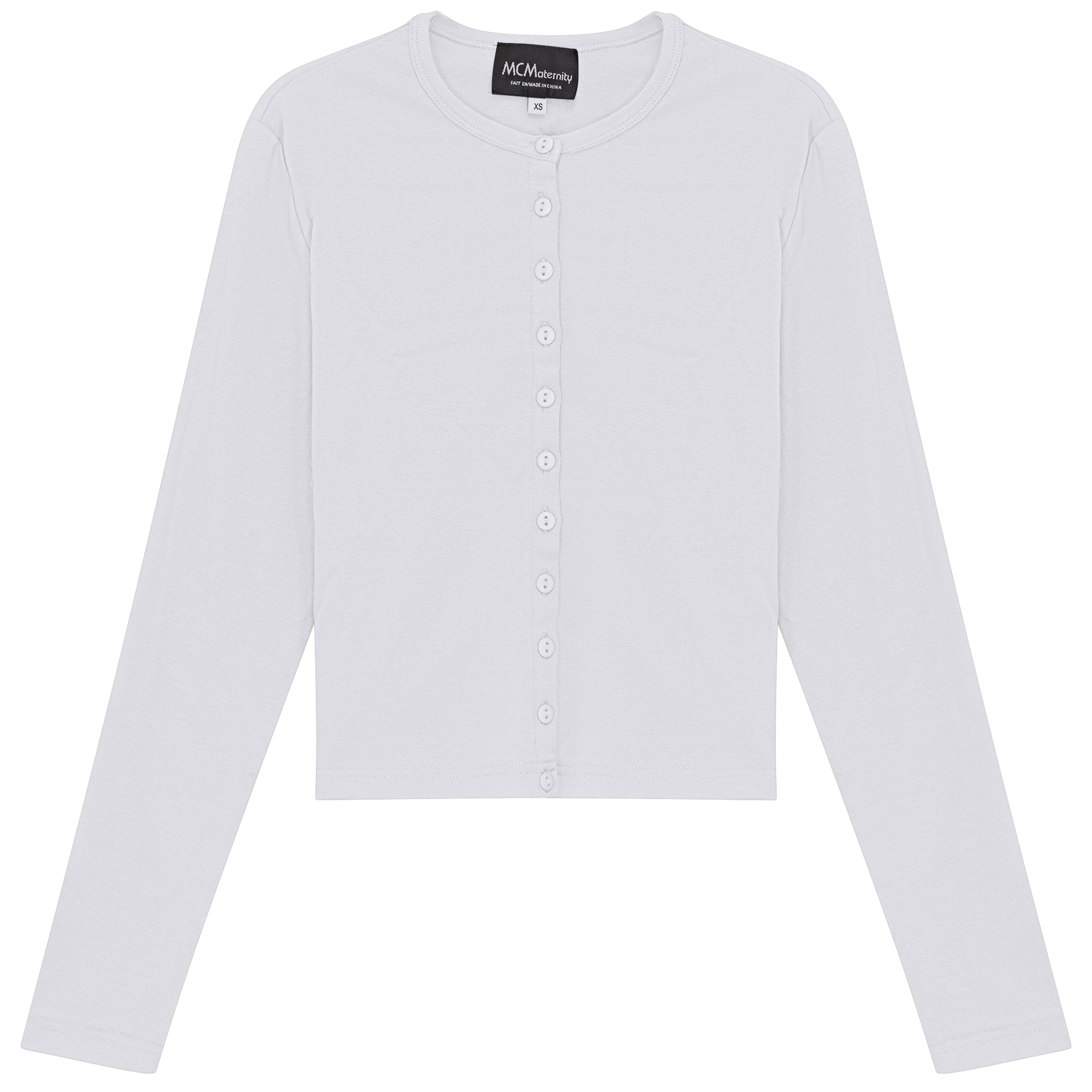 Maternity Ribbed Cardigan in White by MCM