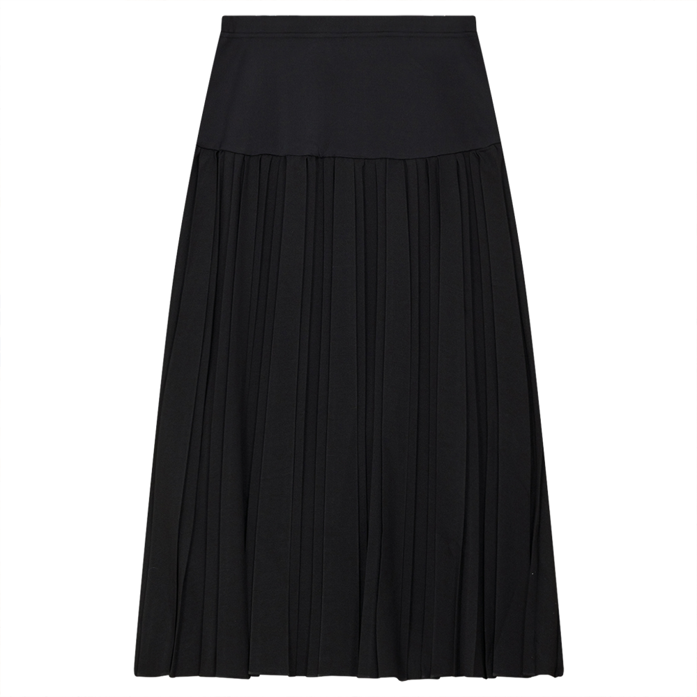 Short Triple Box Pleated Skirt in Black by MCM