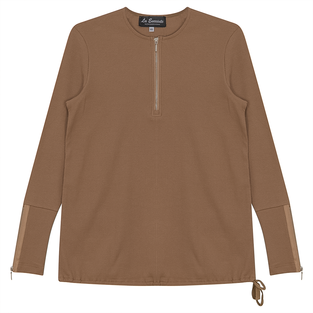 Ribbed Henley Maternity Top in Birch by La Enceinte