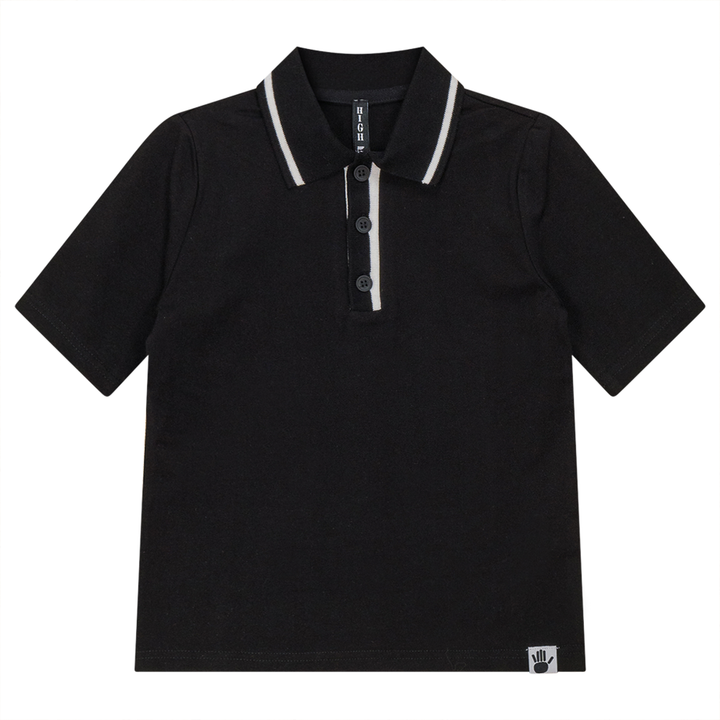 Striped Collar Polo Black Boys Pullover by {{ product_vemdor}}