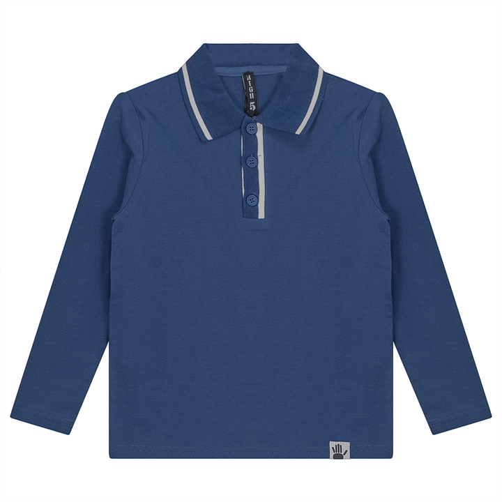 Striped Collar Cotton Spandex Polo Denim Boys Pullover by {{ product_vemdor}}