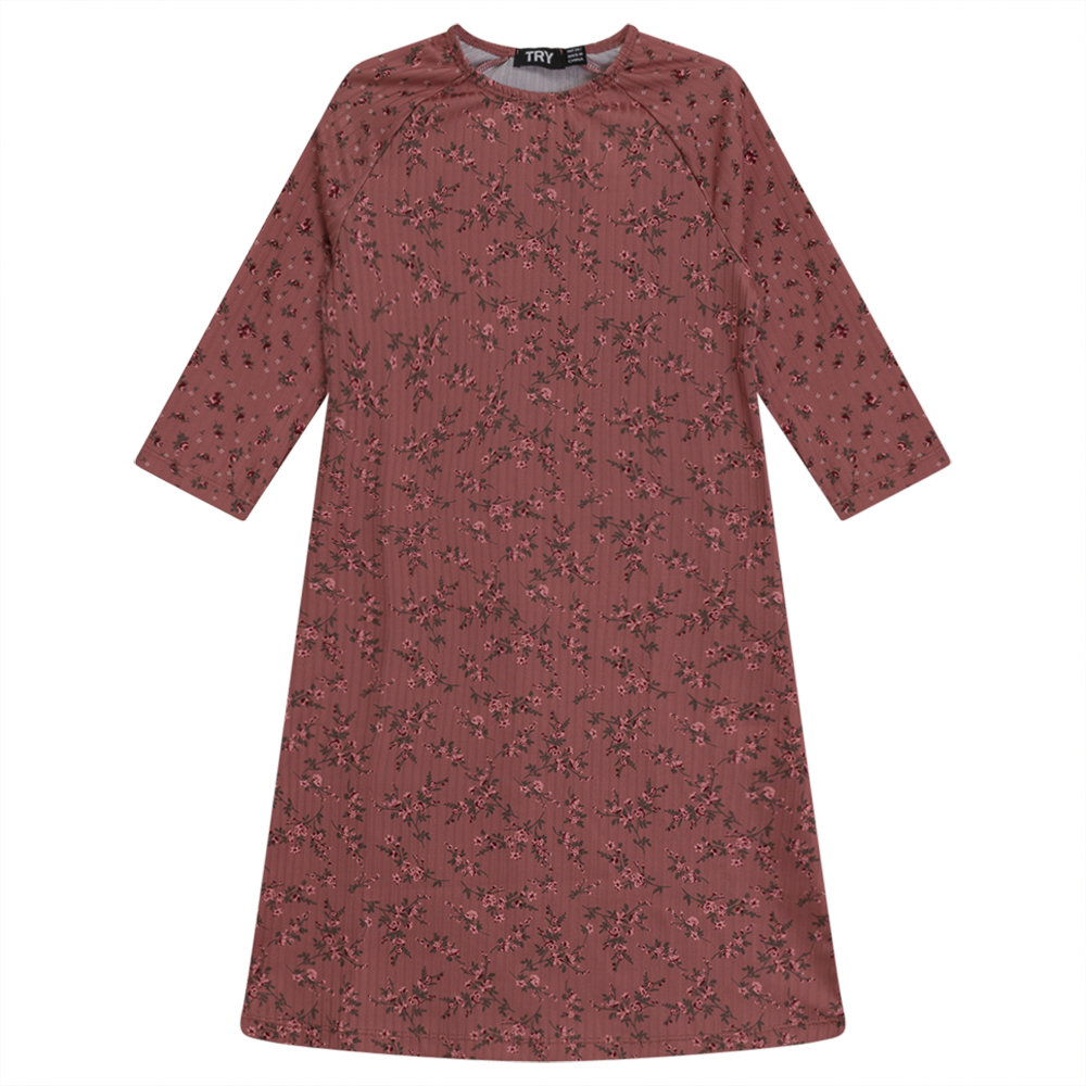 Floral Print Swim Dress in Dark Pink by Try